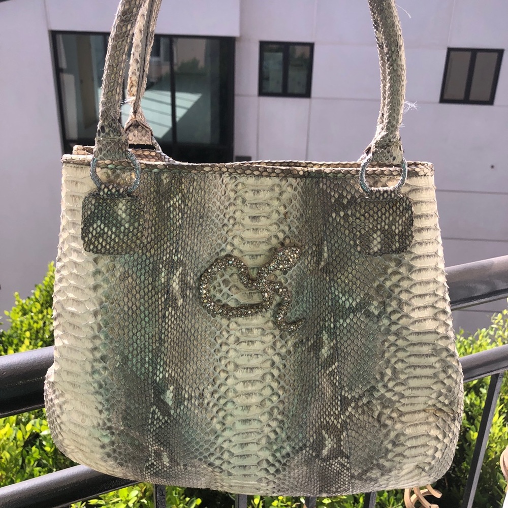 Clara Kasavina Gold Grey Gonzalez Python Satchel … - image 2